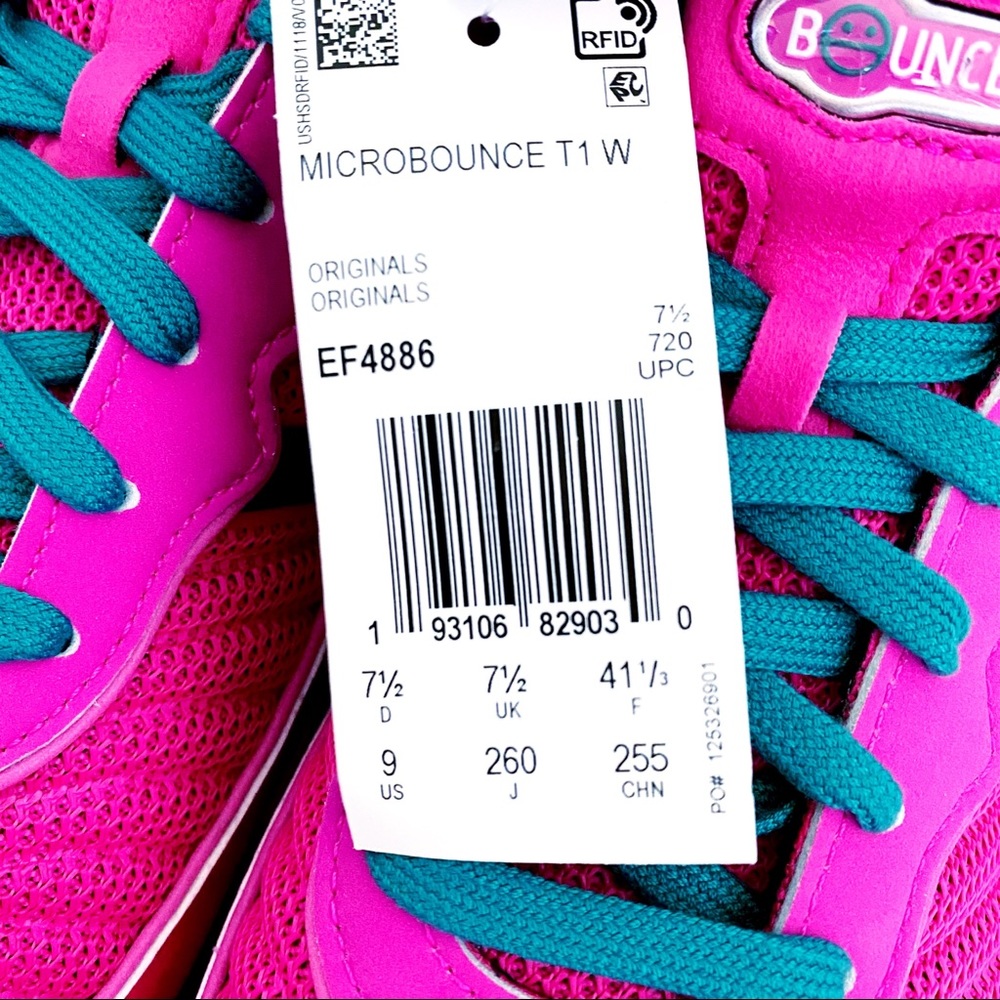 🆕 Adidas Microbounce T1 Sneakers Shoes Pink Green - Picture 11 of 12